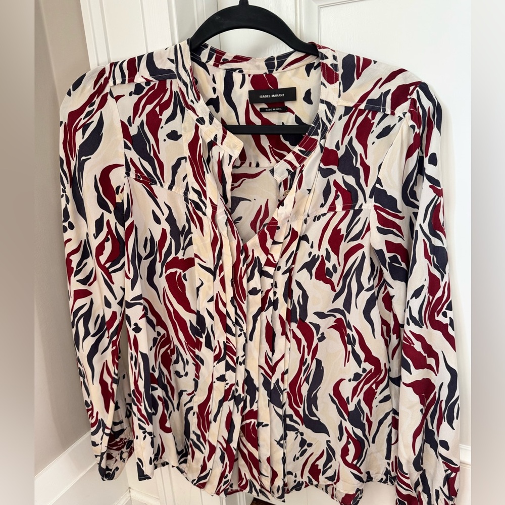 Isabel Marant Red and Black Patterned Top blouse size 36 small